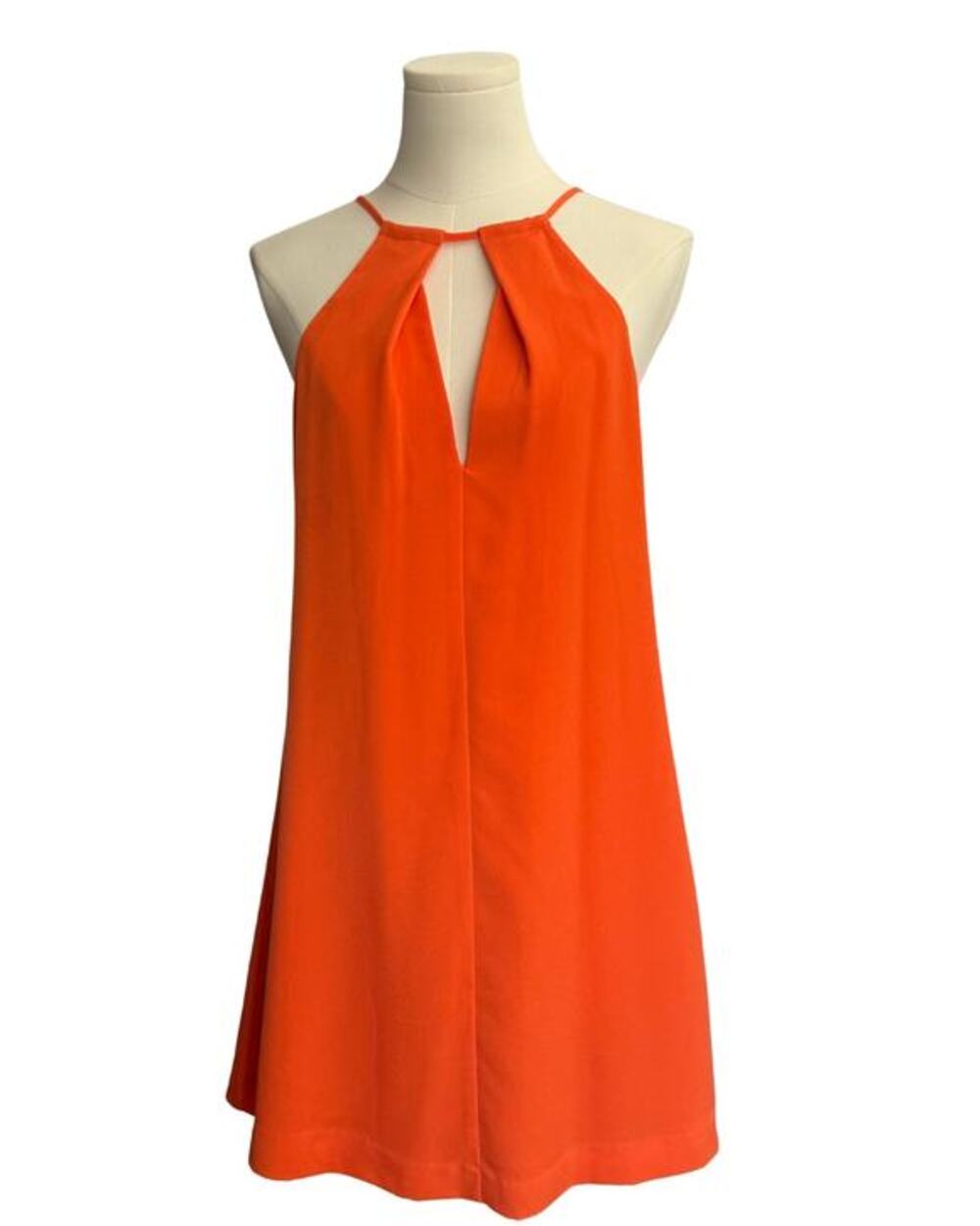 Bebe Orange Halter Mini Dress Lined Open Back Size Medium